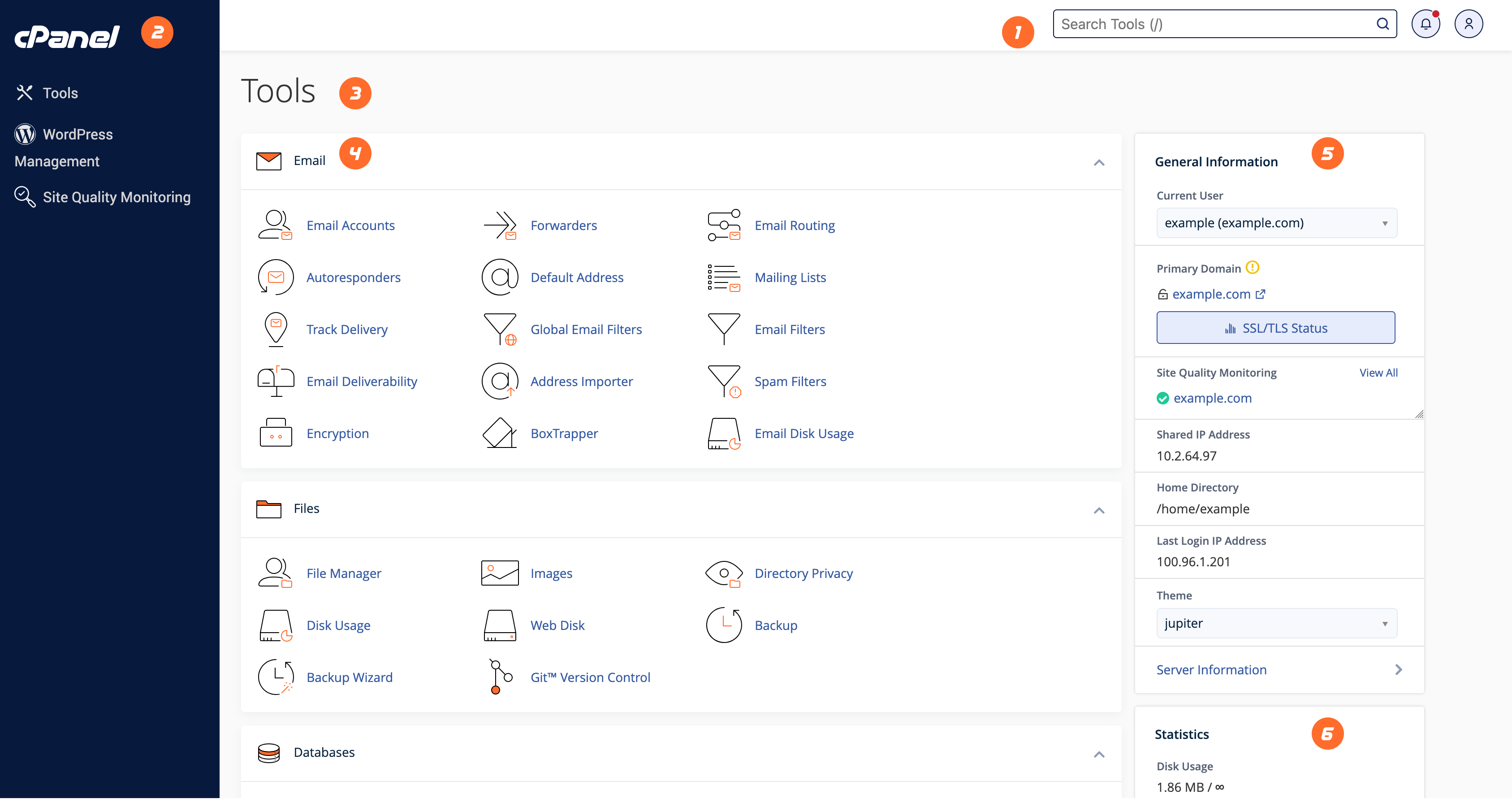 cPanel Tools interface