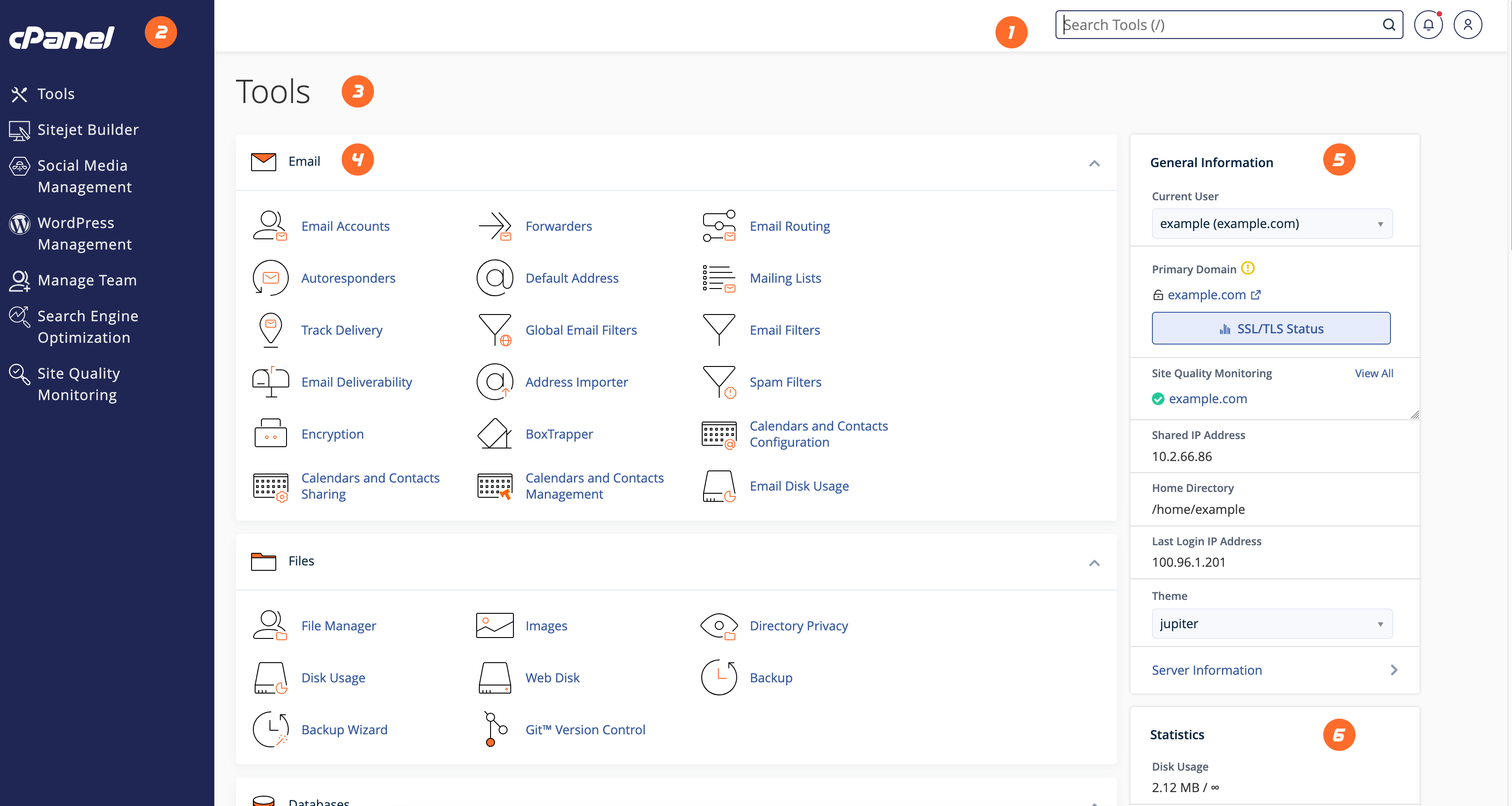 cPanel Tools interface
