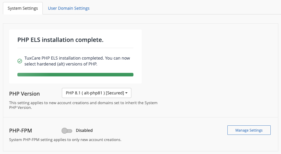 Install TuxCare ELS PHP for cPanel
